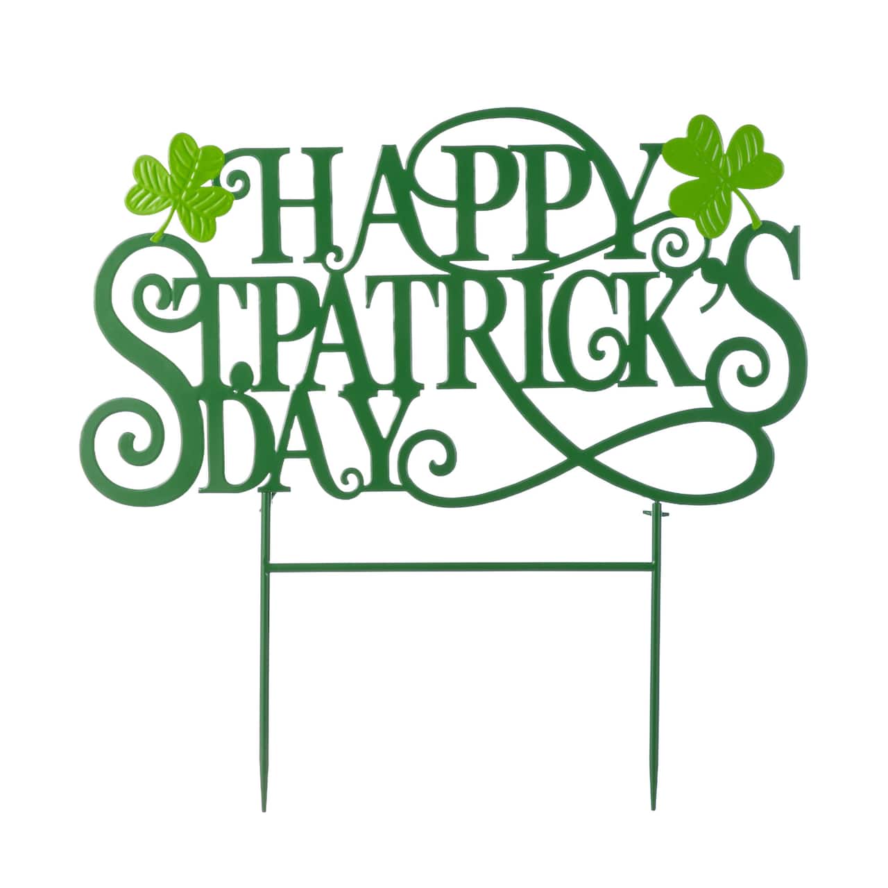 Glitzhome® 23.25" Metal Happy St. Patrick's Day Yard Stake